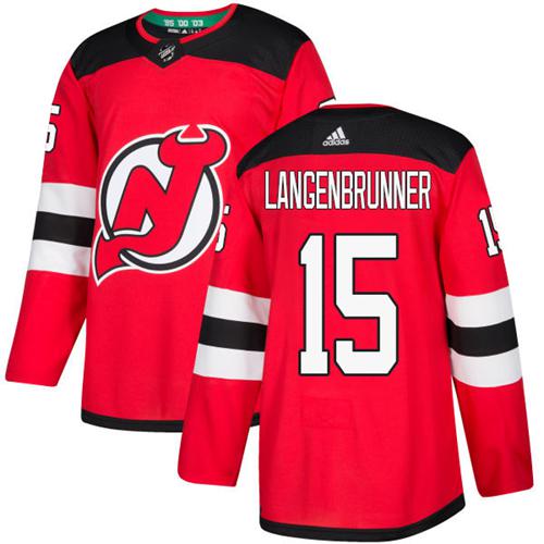 Adidas Men New Jersey Devils 15 Jamie Langenbrunner Red Home Authentic Stitched NHL Jersey